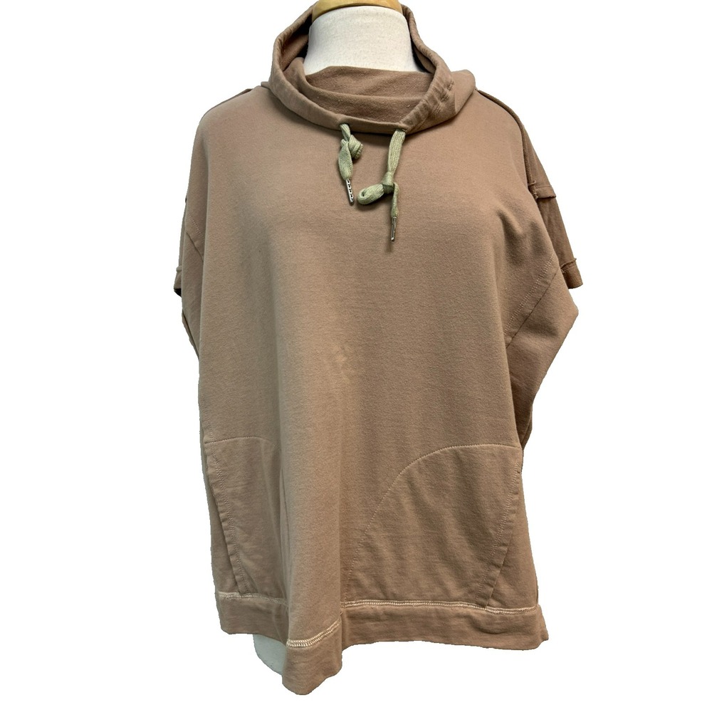 Organic Rags Boxy Casual Top Rose Pink Cotton Cowl Neck Cap Sleeves Pockets SZ S